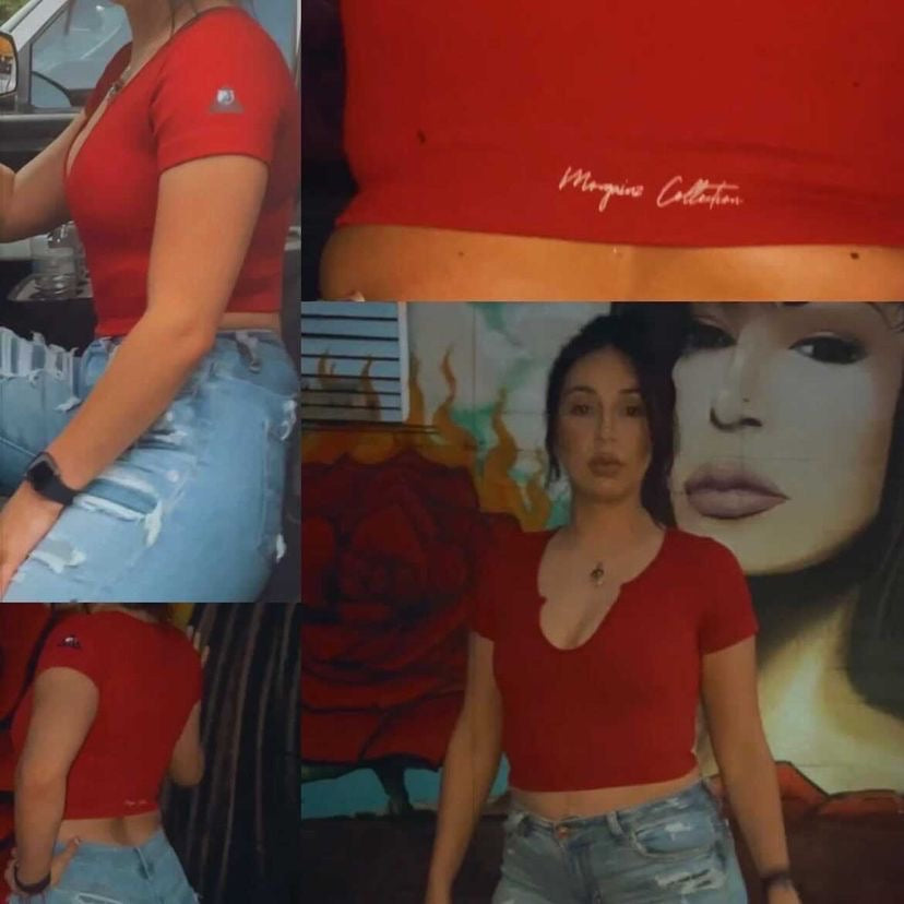 Cherry Red Ribbed Crop Tee
