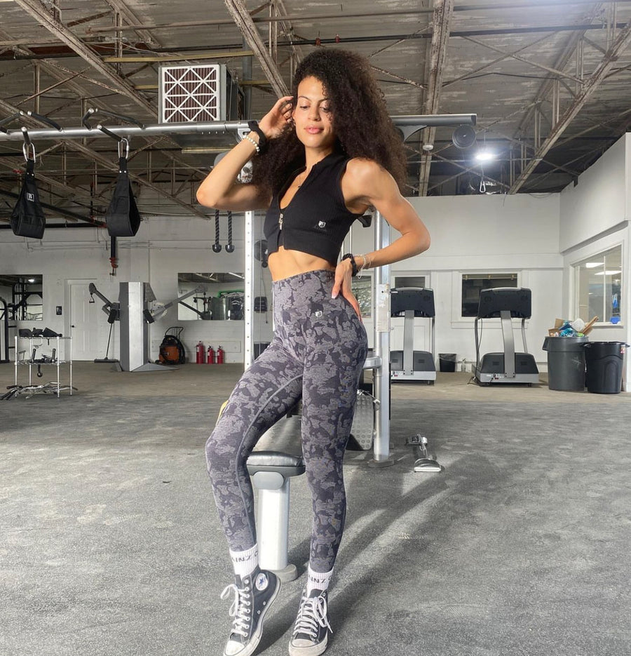 Camouflage Gym Pants Cropped Pleated Hip Lift Scrunch Butt Xs Size